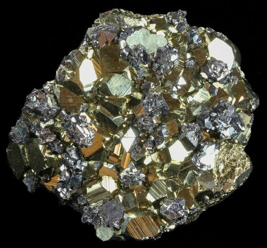 Gleaming Pyrite With Galena and Calcite Crystals - Peru #59596